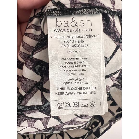 Ba&Sh Chermise Over Printed Long Sleeve Button-Front Blouse Cream/Purple XS / 2 - Picture 9 of 13